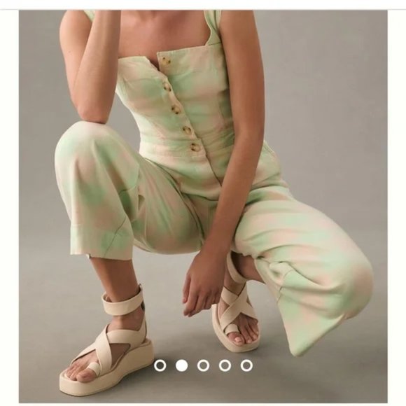 Anthropologie Pants - 068 Anthropologie Maeve Portside Jumpsuit Checker Green NWOT Size Medium (8)
